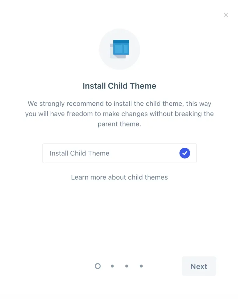 install the child theme 